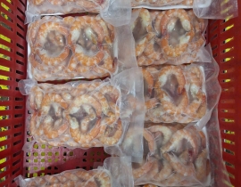 TÔM THẺ HẤP 2 TIM NET 6 SIZE 35-40 CON XẾP KHAY 500G